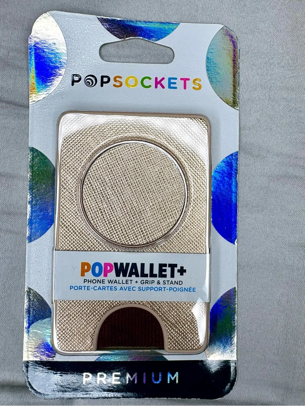 PopSockets PopWallet+ Saffiano Rose Gold Phone Wallet Grip Stand NIP